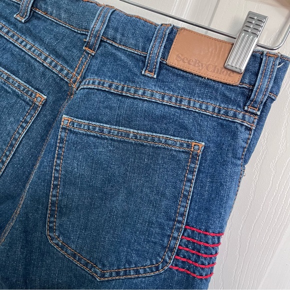 See by Chloe Size 25 Embroidered Straight-Leg Cropped Jeans- Blue (FLAWED) - Picture 9 of 15
